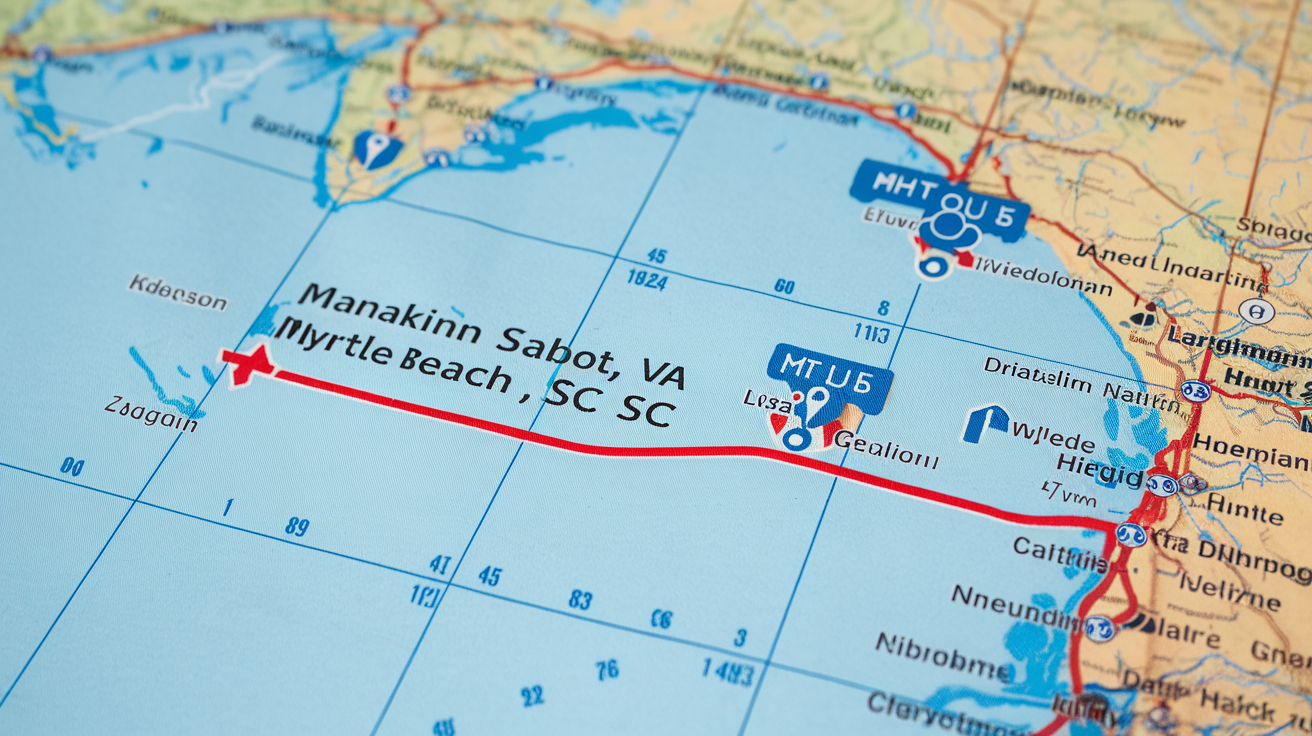 Distance and Travel Guide: Manakin Sabot, VA to Myrtle Beach, SC