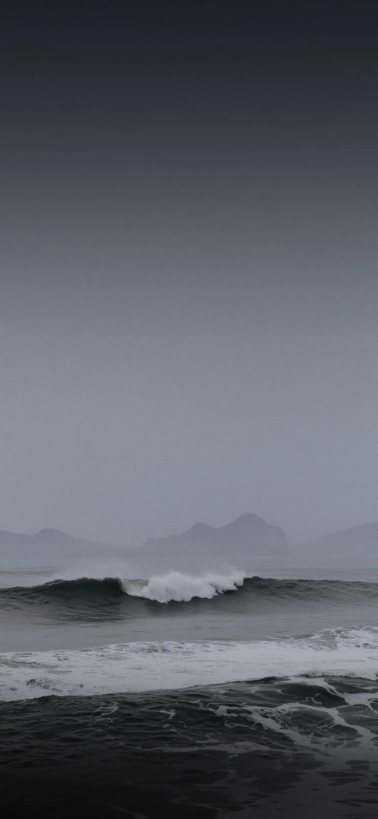 Dark Coastal Waves Rolling - Atmospheric Seascape Photography Full HD iPhone Wallpaper (1378x2985)