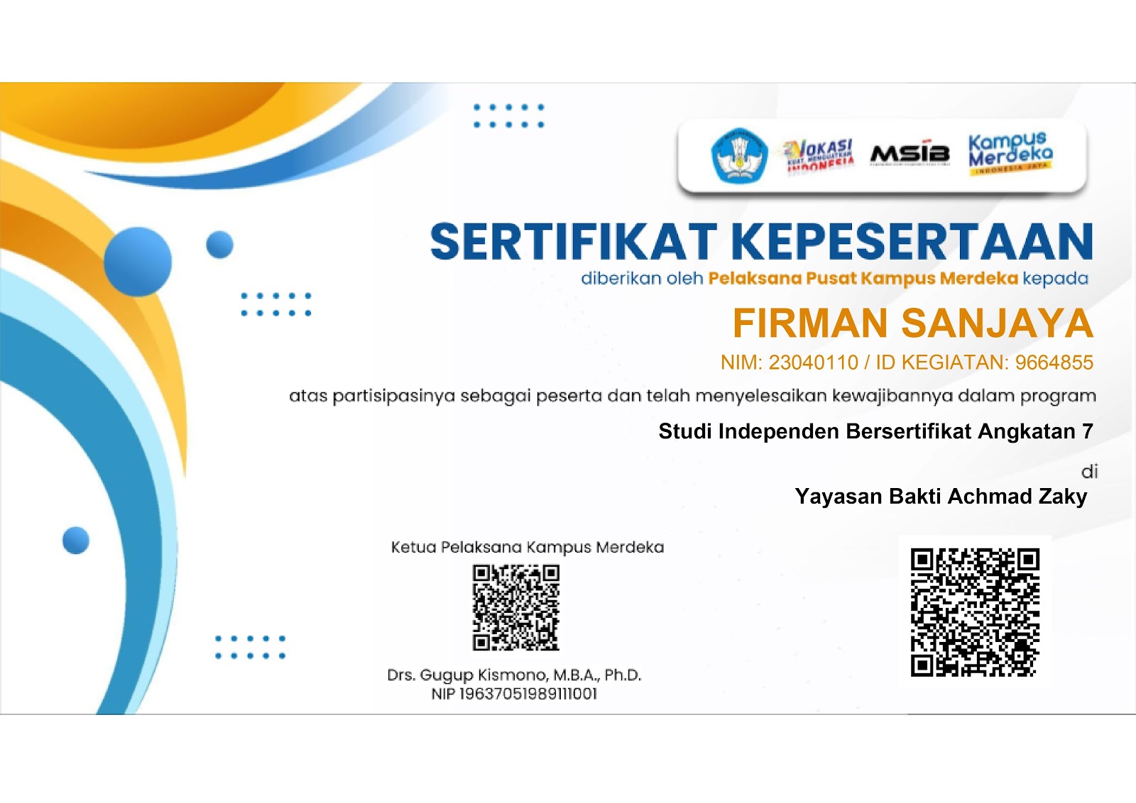 MSIB Study Independent Batch 7
