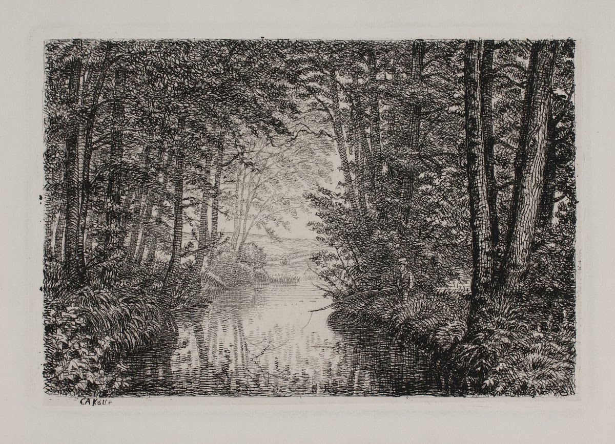 Åløb i en skov 1855