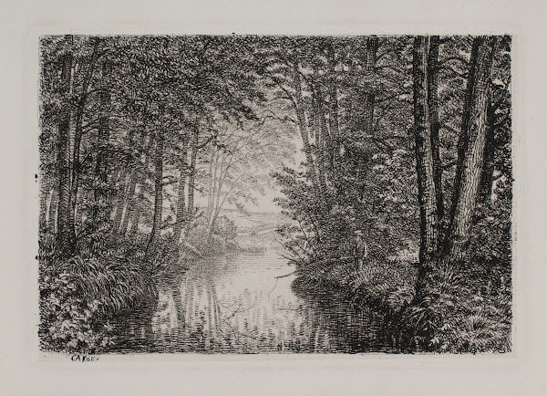Åløb i en skov 1855