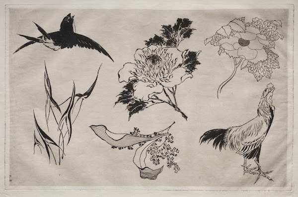 Dinner Service Rousseau service Swallow Rooster and Flowers no 8 1866