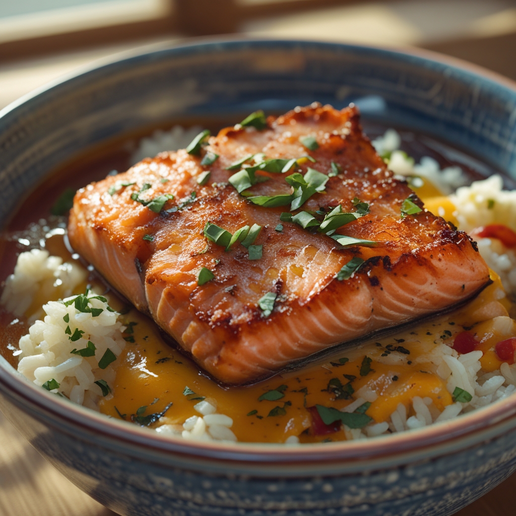 Crispy Salmon and Rice Bowl Easy Weeknight Dinner