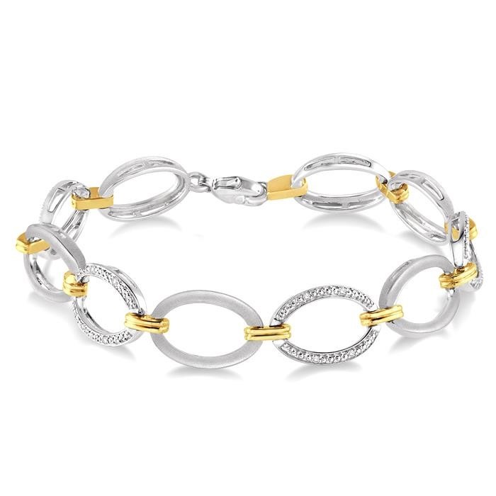 Silver Oval Shape Diamond Fashion Bracelet 85659DHSSSLTB
