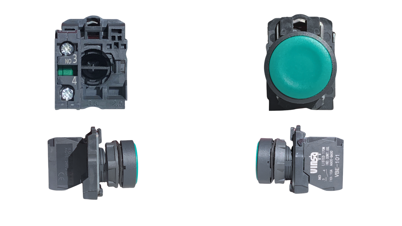 Flush Button Spring Return Momentary Green 1 N/O