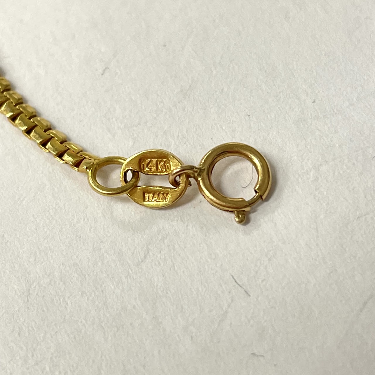 14K Gold Flat Box Chain Necklace