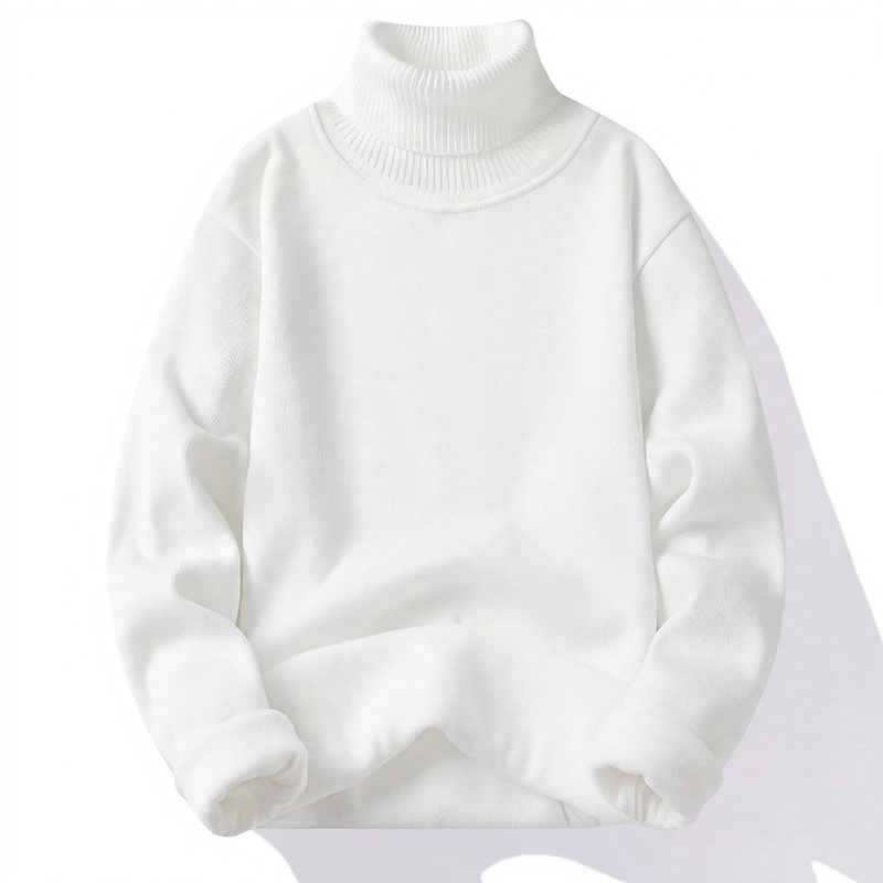 Men's knit sweater with high collar, fitted