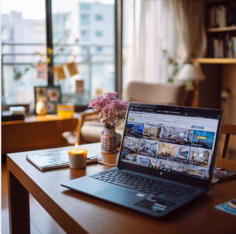 노트북으로 공식 사이트를 통해 정보 확인하는 모습