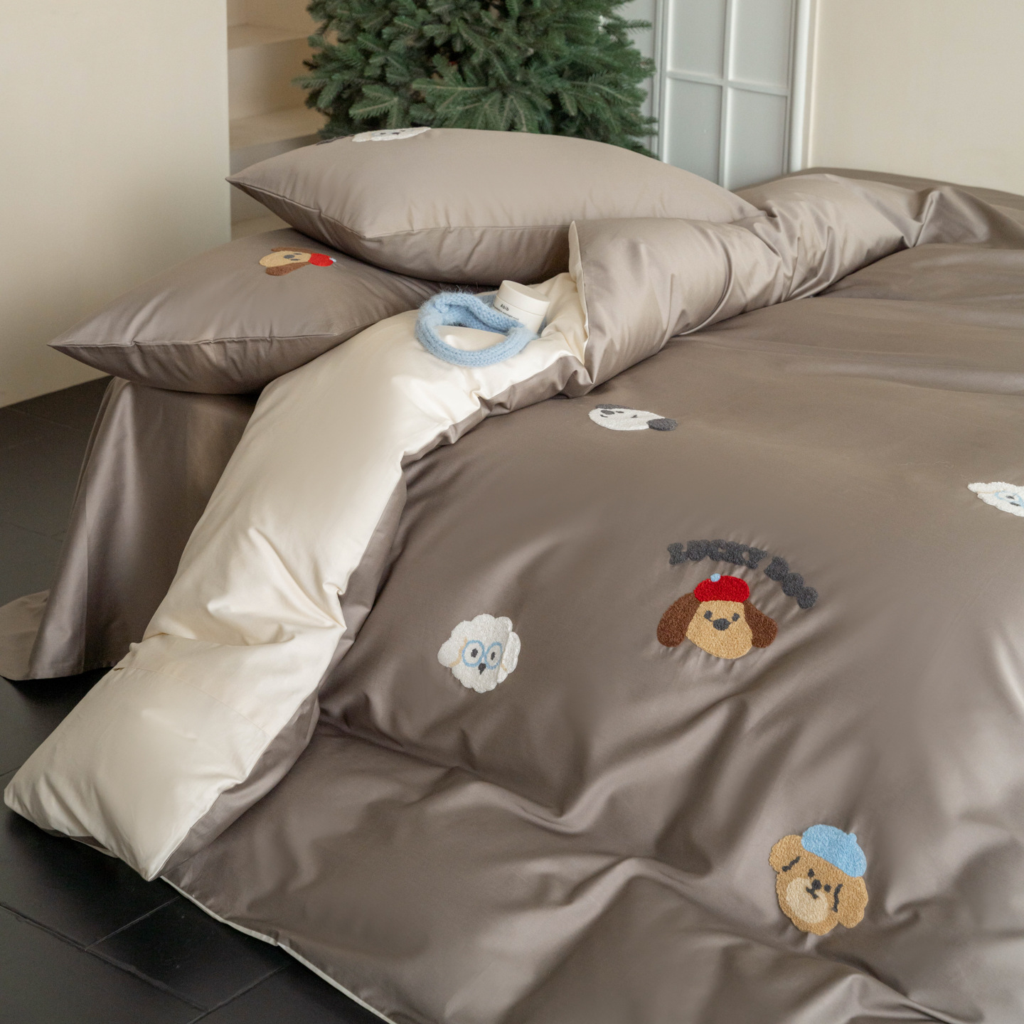 Children's bedding set, cotton, cartoon embroidery