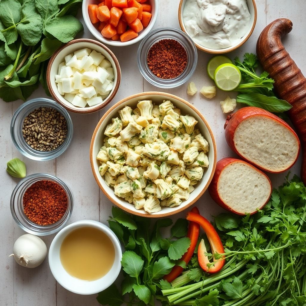 Ingredients for Easy Baked Spinach Artichoke Dip Recipe for Game Day – 30-Minute Crowd-Pleaser