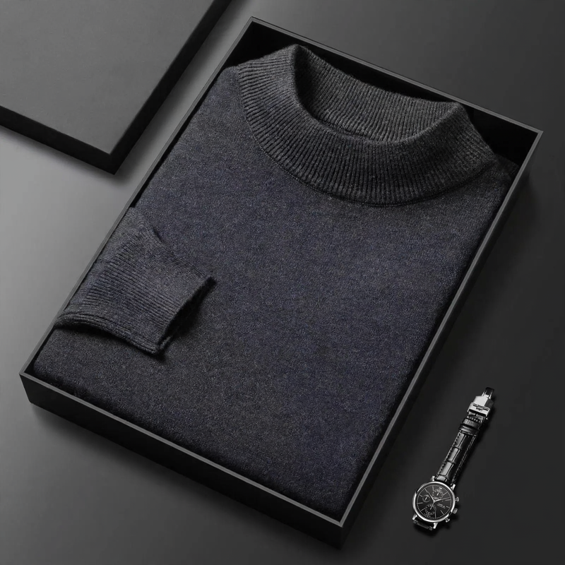 Men's Cashmere Sweater with Stand-Up Collar