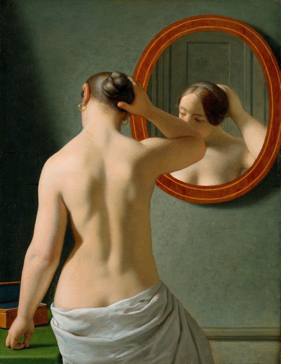 A Nude Woman Doing Her Hair Before A Mirror 1841