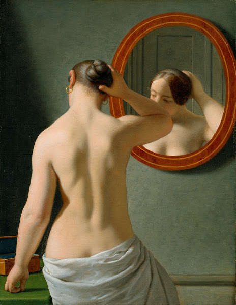 A Nude Woman Doing Her Hair Before A Mirror 1841