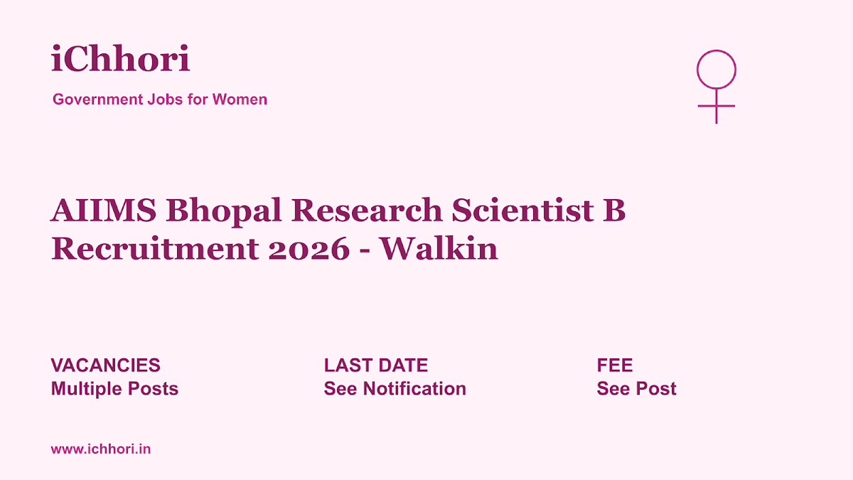 AIIMS Bhopal Research Scientist B Recruitment 2026 - Walkin - iChhori