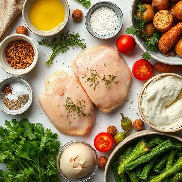 Ingredients for Creamy Baked Dijon Chicken Thighs with Roasted Veggies: Easy 40‑Minute Dinner