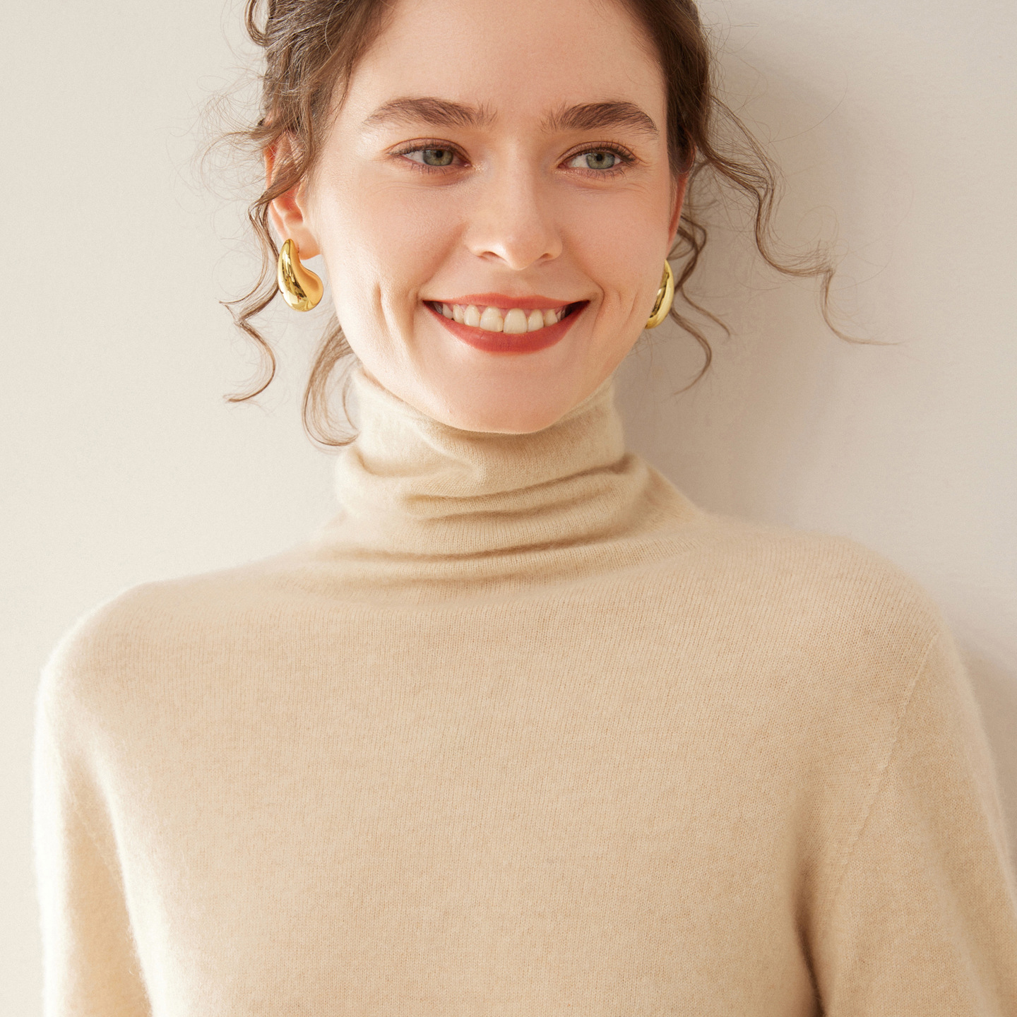 Soft Cashmere Sweater with High Collar
