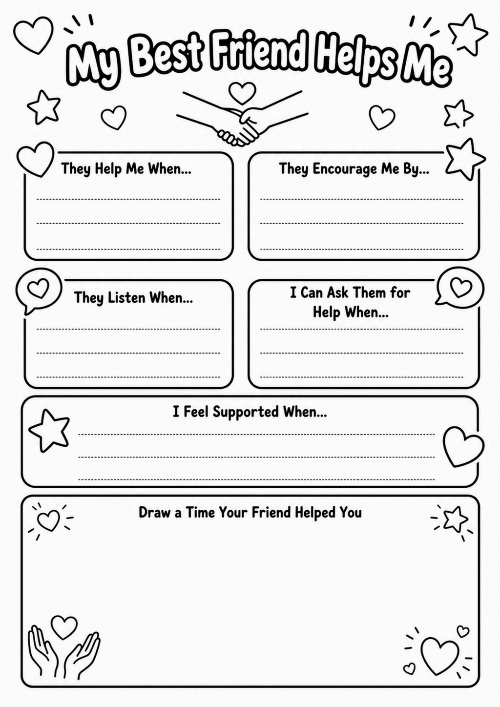 My Best Friend Helps Me Worksheet