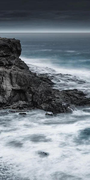 Coastal Landscape, Ocean Photography, Rocky Coastline, Moody Sky 4K Wallpaper Background