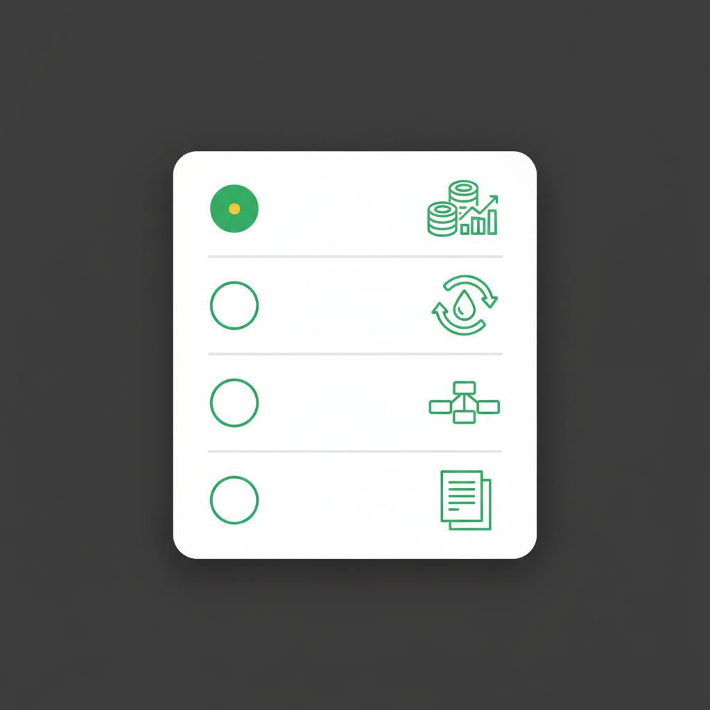 Minimal 2D vector checklist for coin in market evaluation showing icons for market cap liquidity exchange listings and whitepaper on dark Finance Police branded background