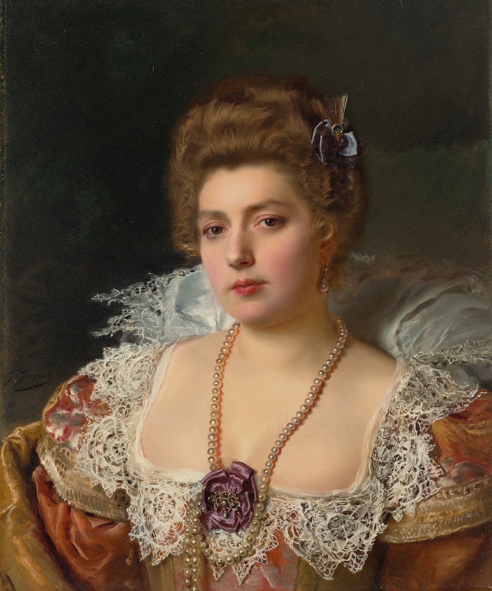 Portrait dune femme portant des perles