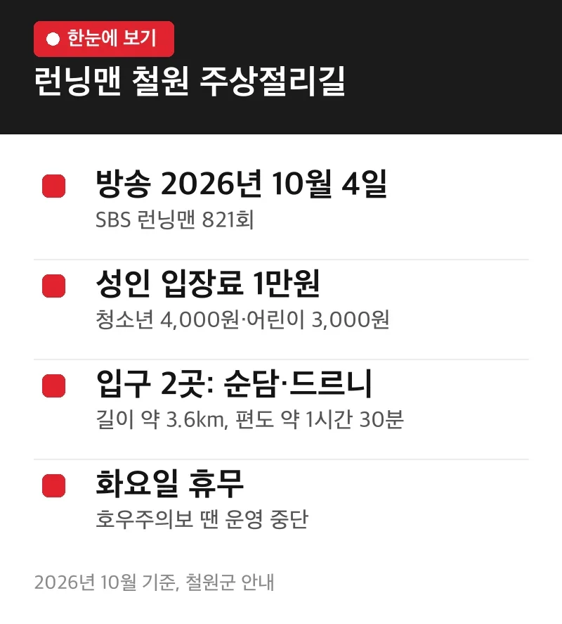 런닝맨 철원 주상절리길