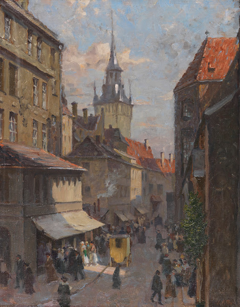 Blick vom Petersbergl auf das Alte Rathaus in München 1916