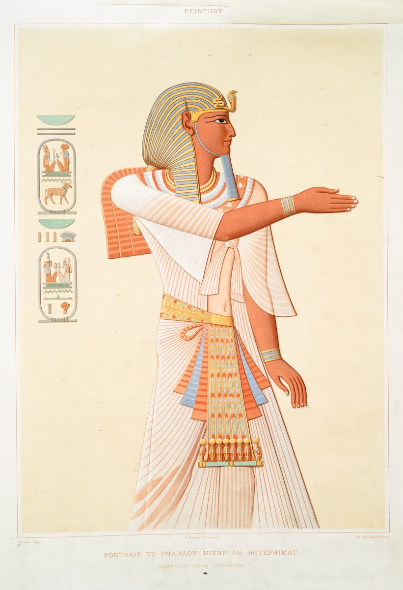 Peinture portrait du pharaon Mienptah Hotéphimat nécropole de Thèbes  XIXe dynas