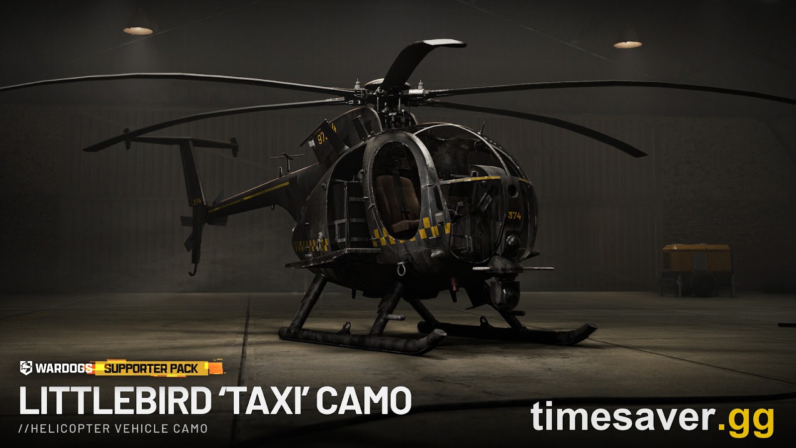 WARDOGS Littlebird Taxi helicopter camo, a cosmetic-only vehicle skin from the Supporter Pack