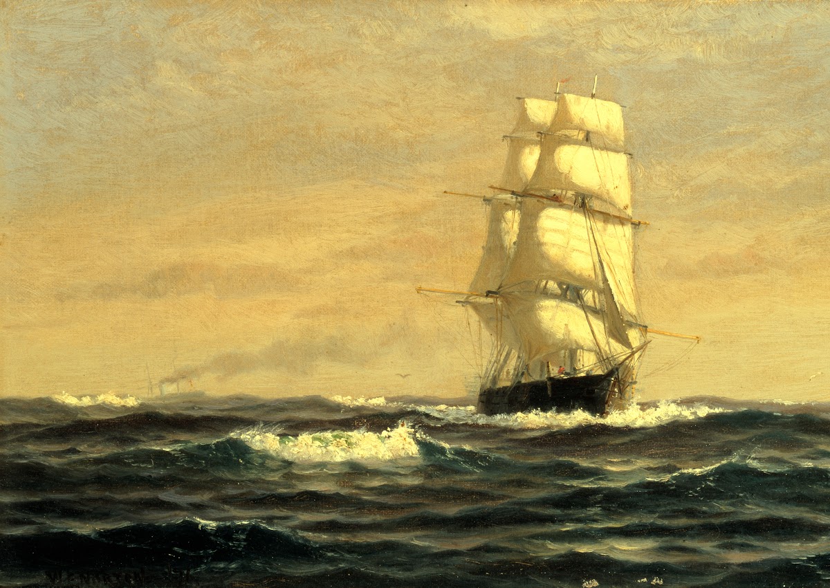 Sailing ShipOff Coast Of Maine 1876