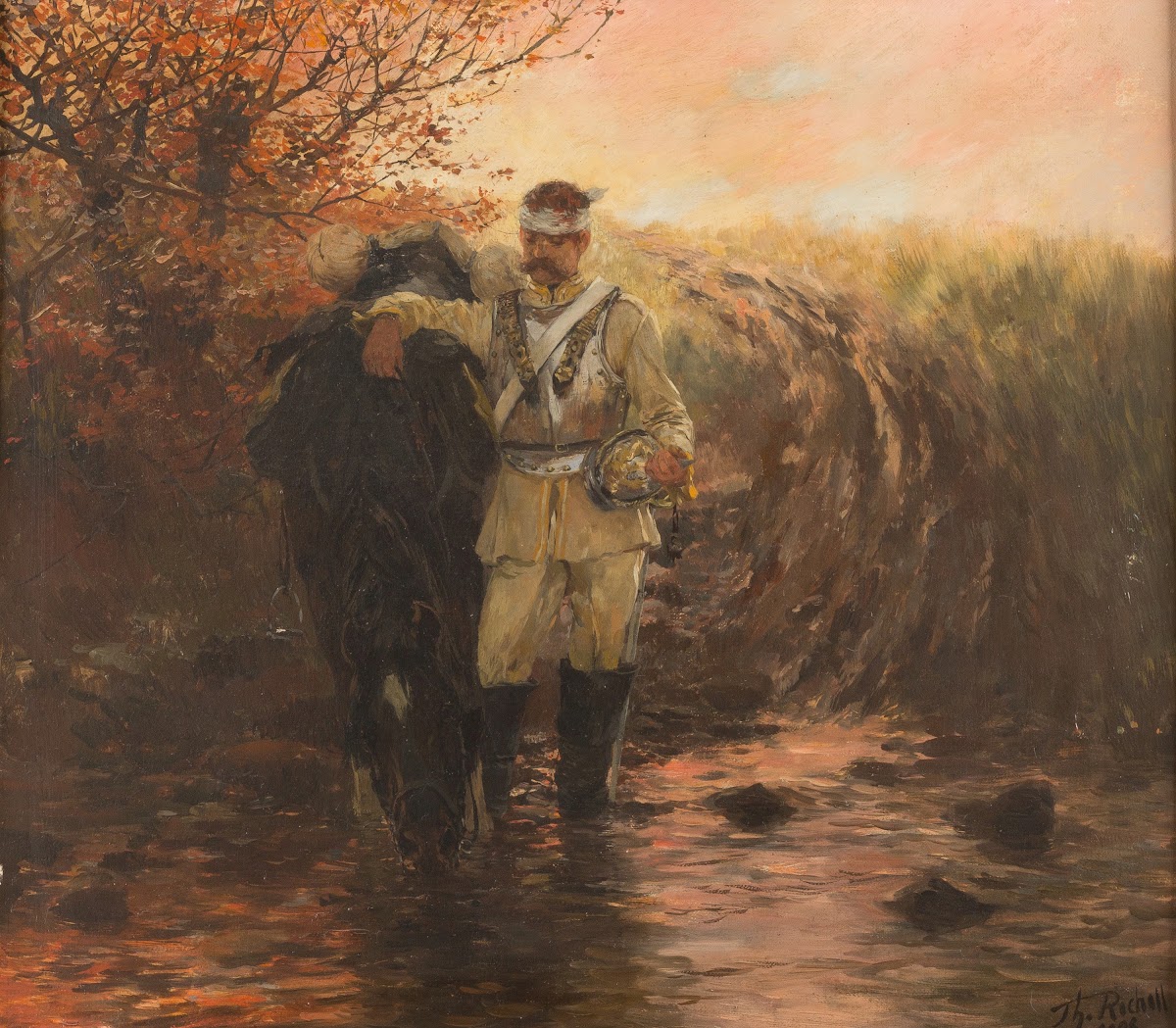 Injured Guard Cuirassier Of The 1st Bataillon With Horse 1908