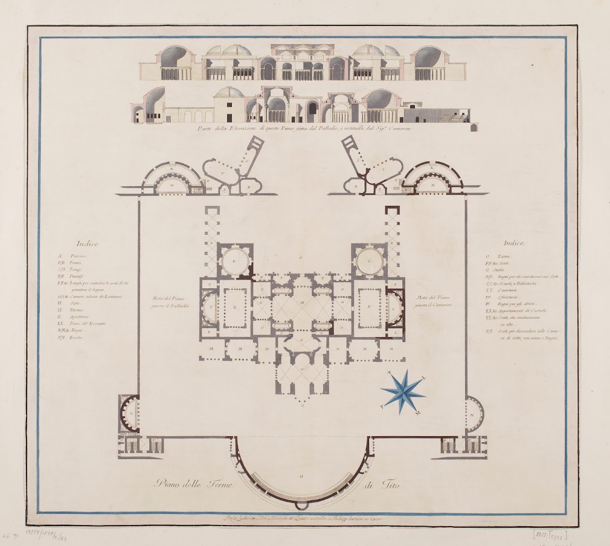 Vestigia delle Terme di Tito Plan of the first floor 1776
