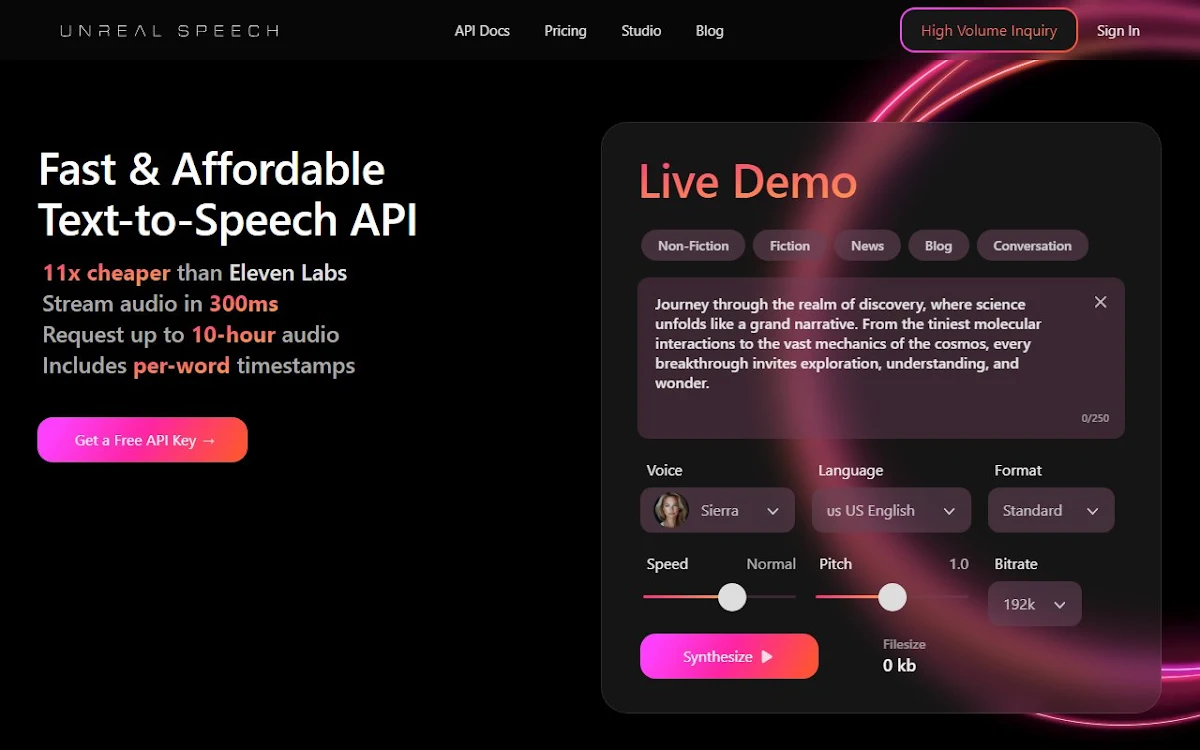 Captura de Unreal Speech