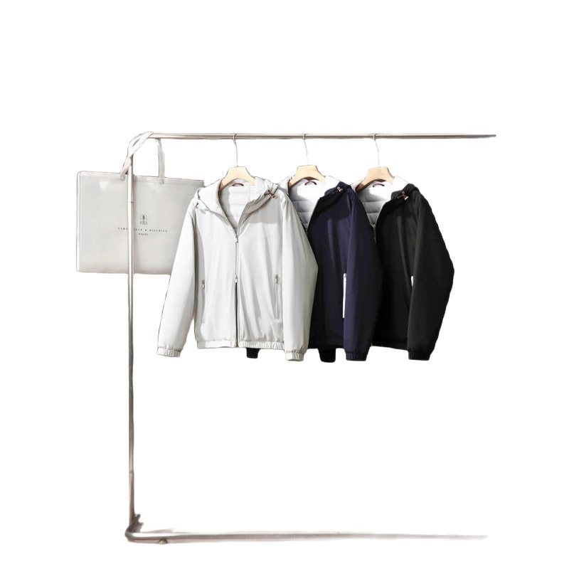 Elegant Men's Hooded Jacket, Wool and Silk