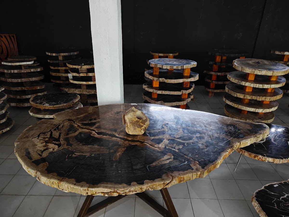 ROUND DINING TABLE — SKU SBTP.451.24 | Petrified Wood by PJ Antique Bali