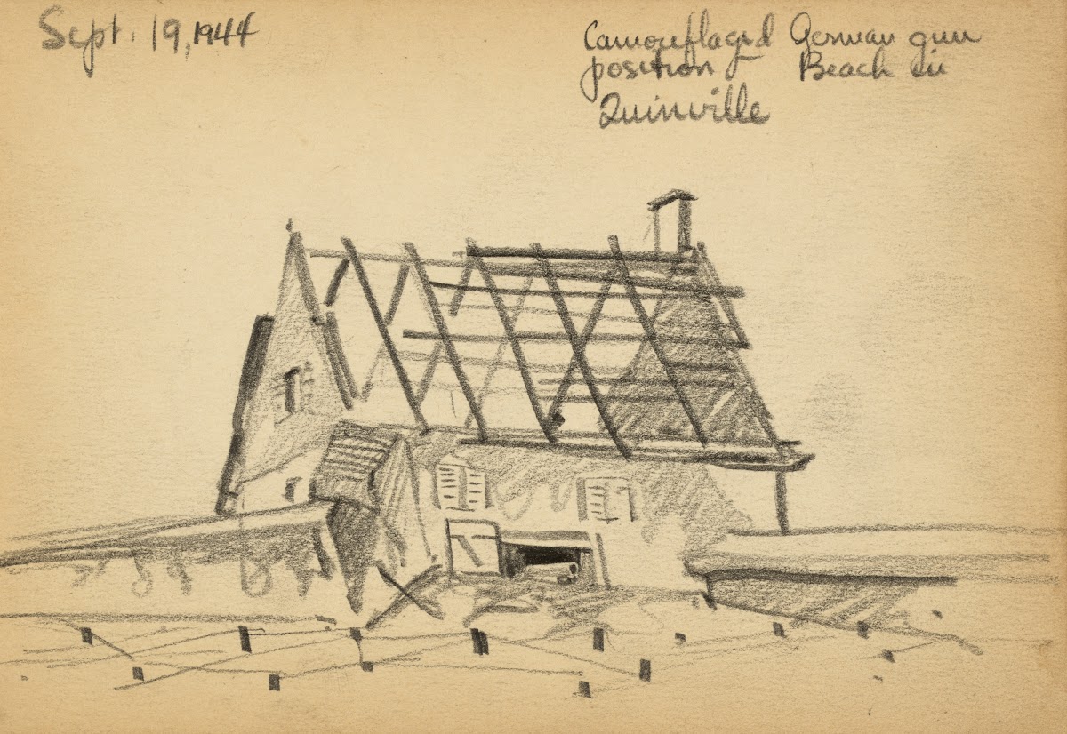 Camouflaged German gun position beach in Quinéville 1944