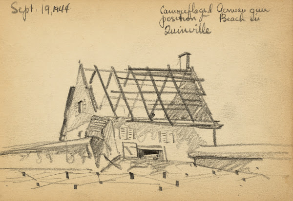Camouflaged German gun position beach in Quinéville 1944