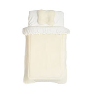 Bed set 3 el Twins velor/satin (blanket, orthopedic pillow, sheet) ecru