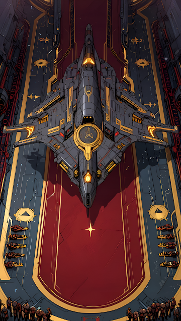 Imperial Starship Docked on Red Ceremonial Platform - Free mobile Wallpaper