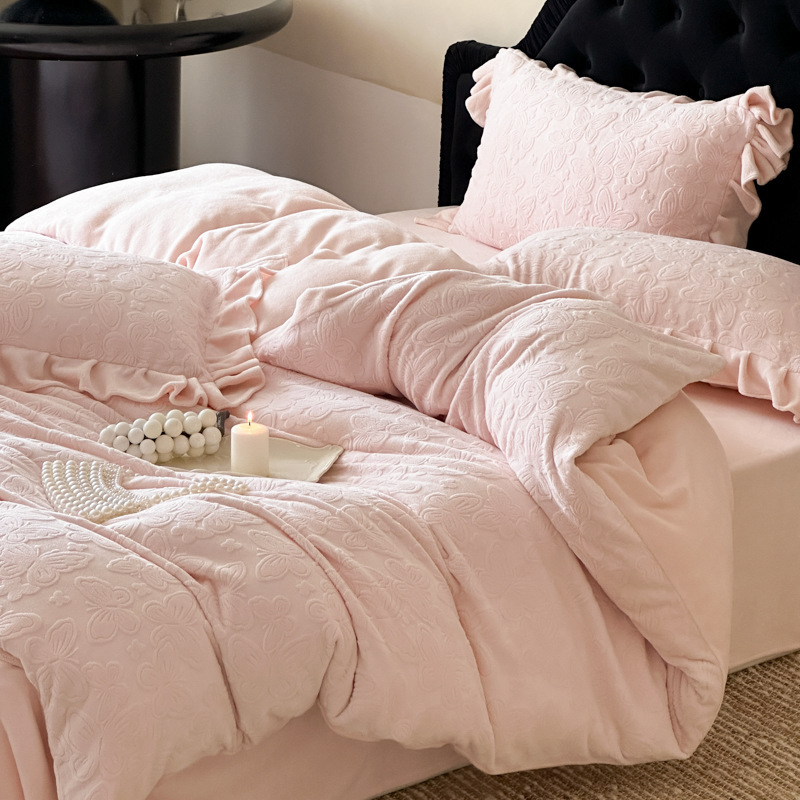 Milk Fiber Fleece Bedding Set, floral, 4-piece