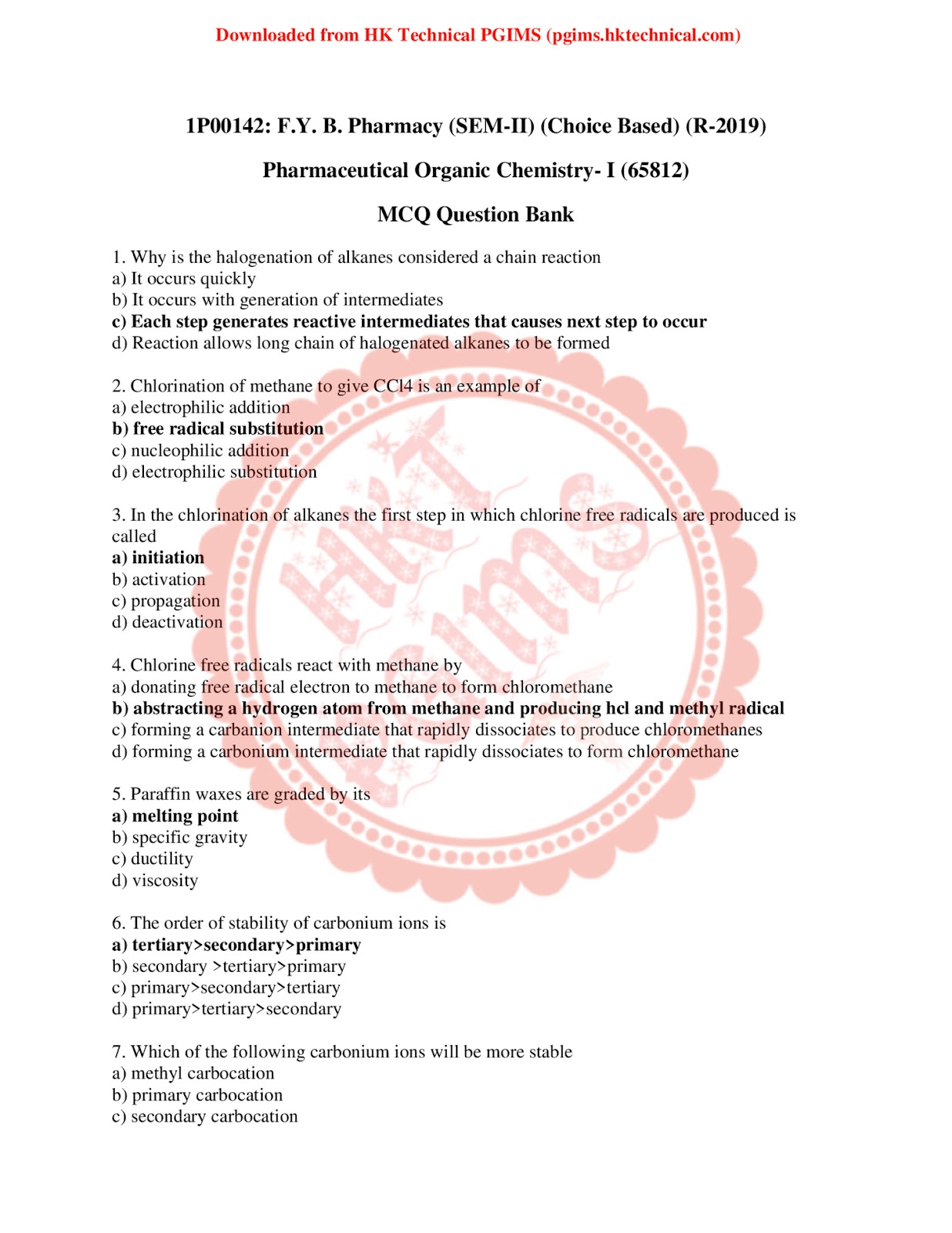 BP202T Pharmaceutical Organic Chemistry I BPharmacy 2nd Semester