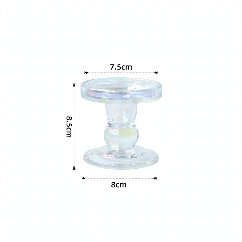 Glass candle tray with pedestal foot, modern