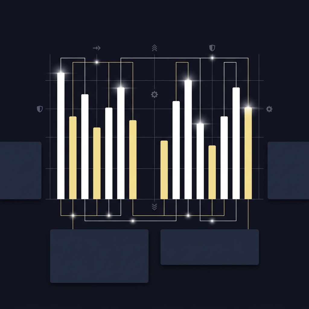 Minimalist 2D vector portfolio chart comparing Trading Ranked vs Unranked Matchups with multiple colored exposure bars on a Funded Plays dark brand background