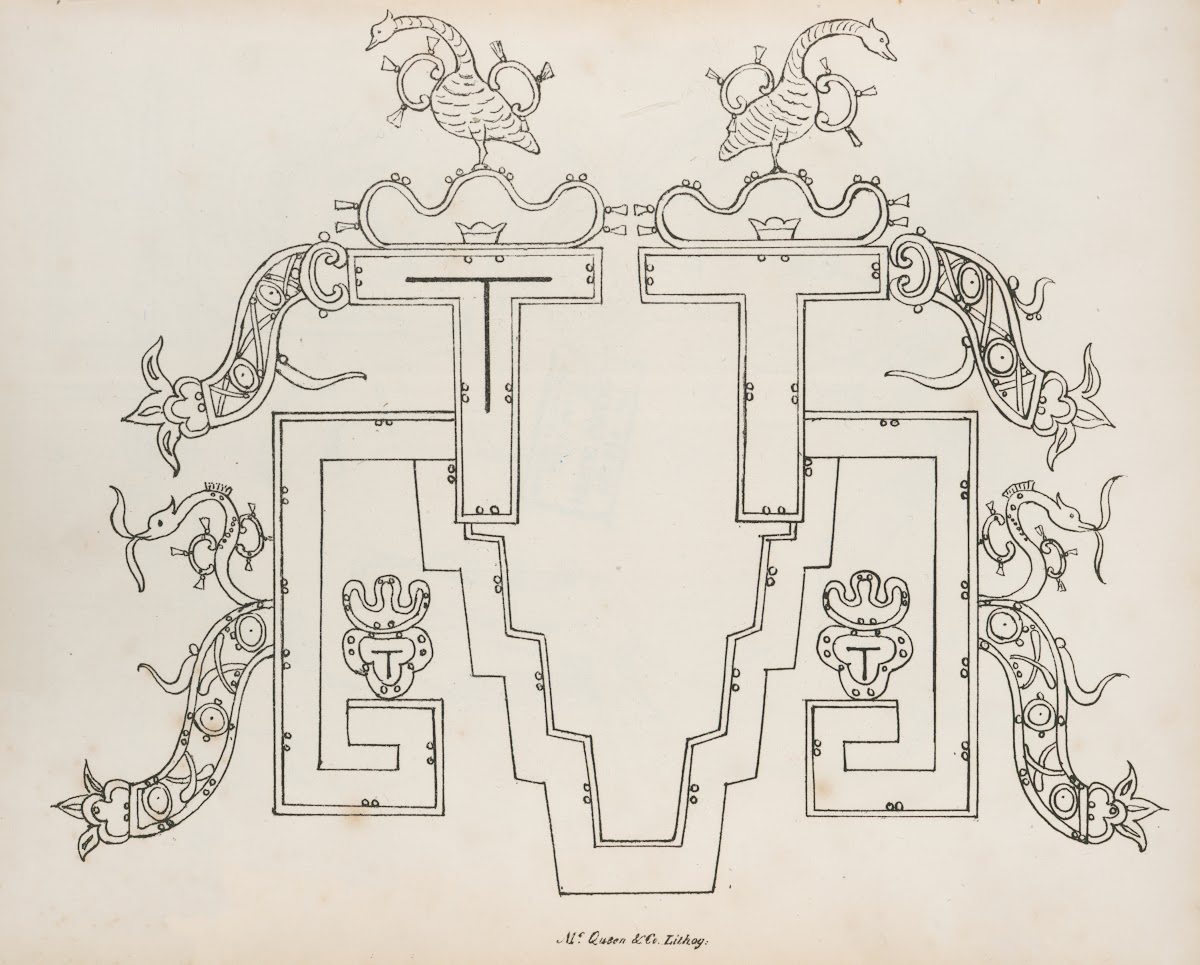 Architectural element decorated with birds and abstract designs 1822
