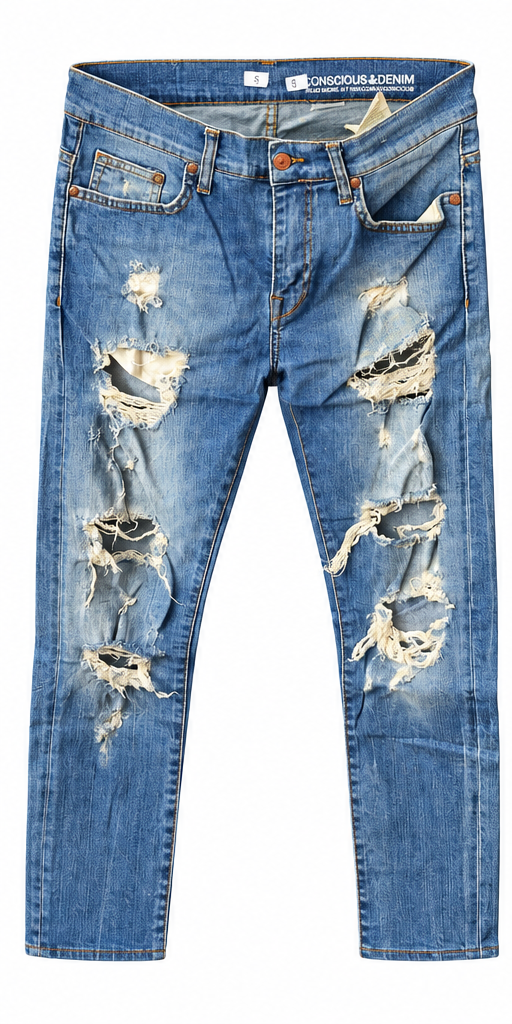 Blugi si Pantaloni - Blugi H&M Conscious albaștri cu rupturi mărimea S