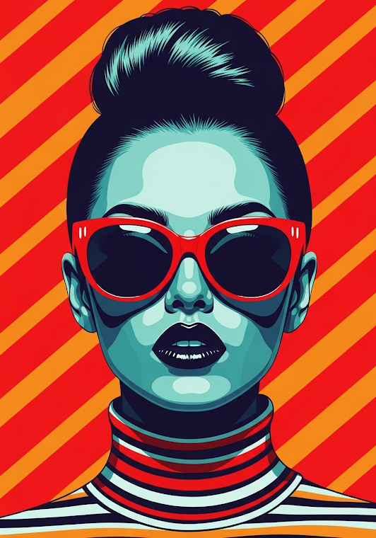 Pop Art Woman Retro Stripes