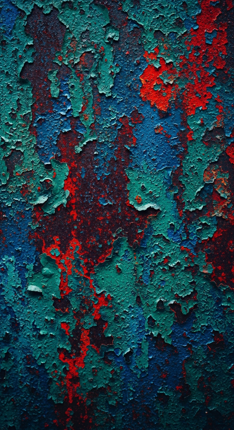 Abstract Distressed Industrial Grunge Texture in Deep Teal and Rust Orange - Free 4K mobile Wallpaper