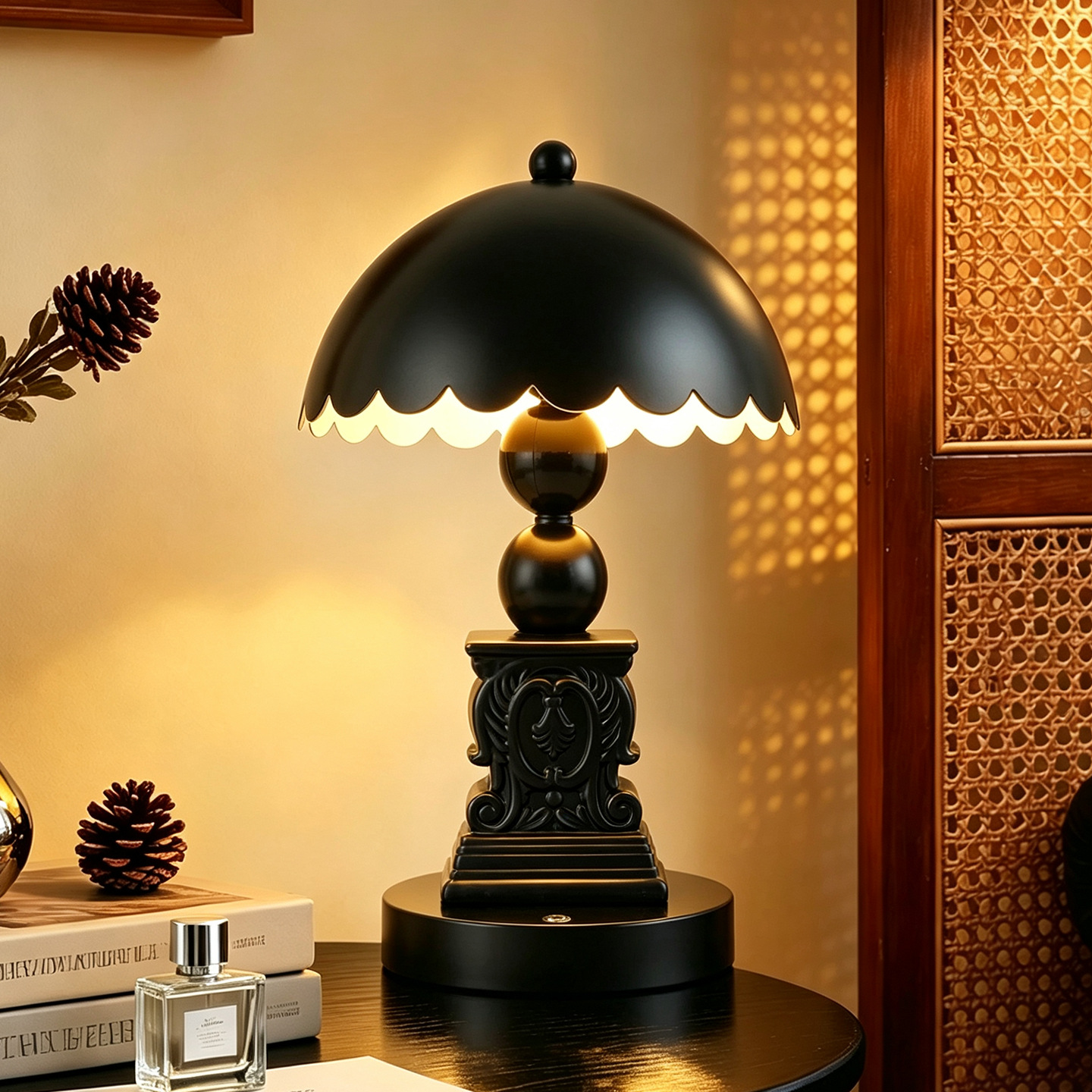 Classic Column Table Lamp with Relief Details