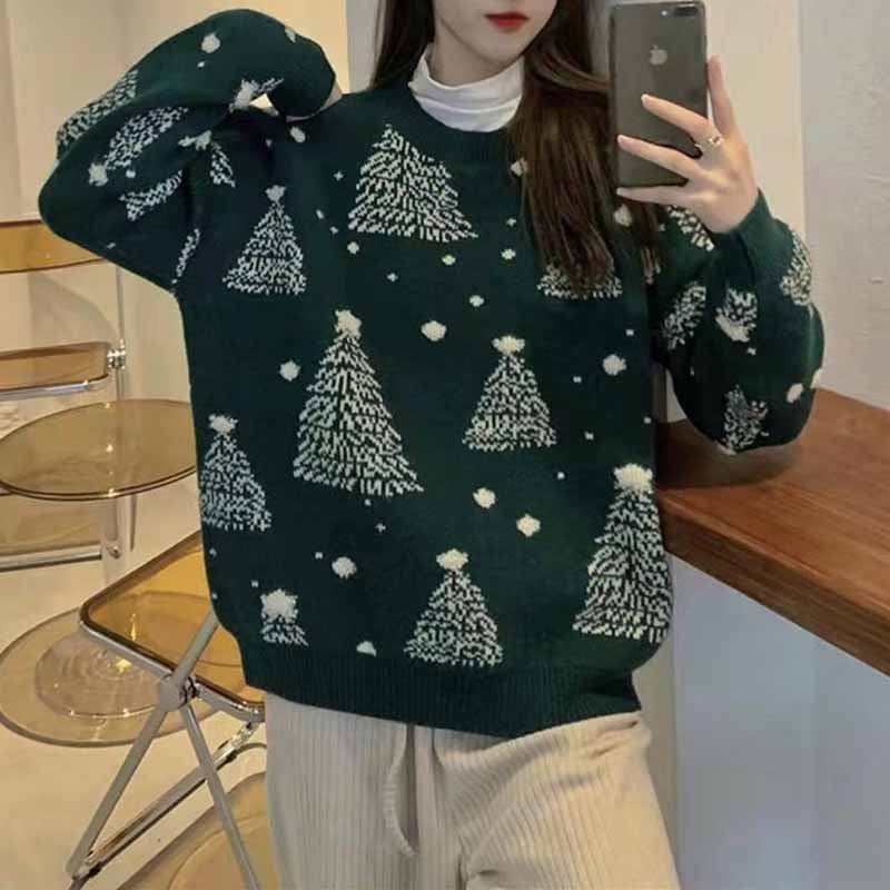 Warm Christmas sweater with snowflake pattern