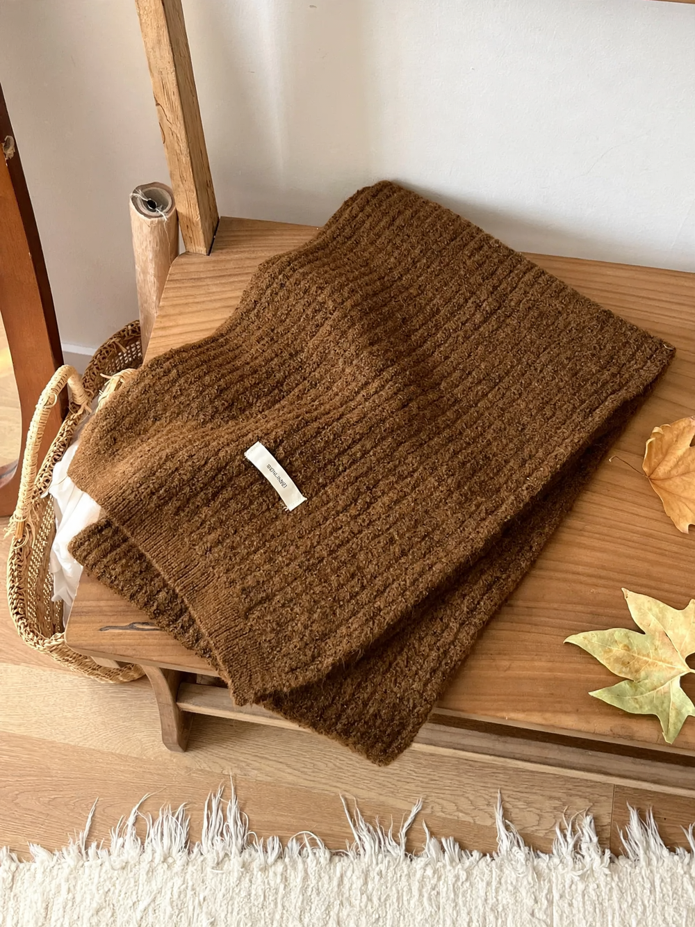 Warm scarf in various shades of brown