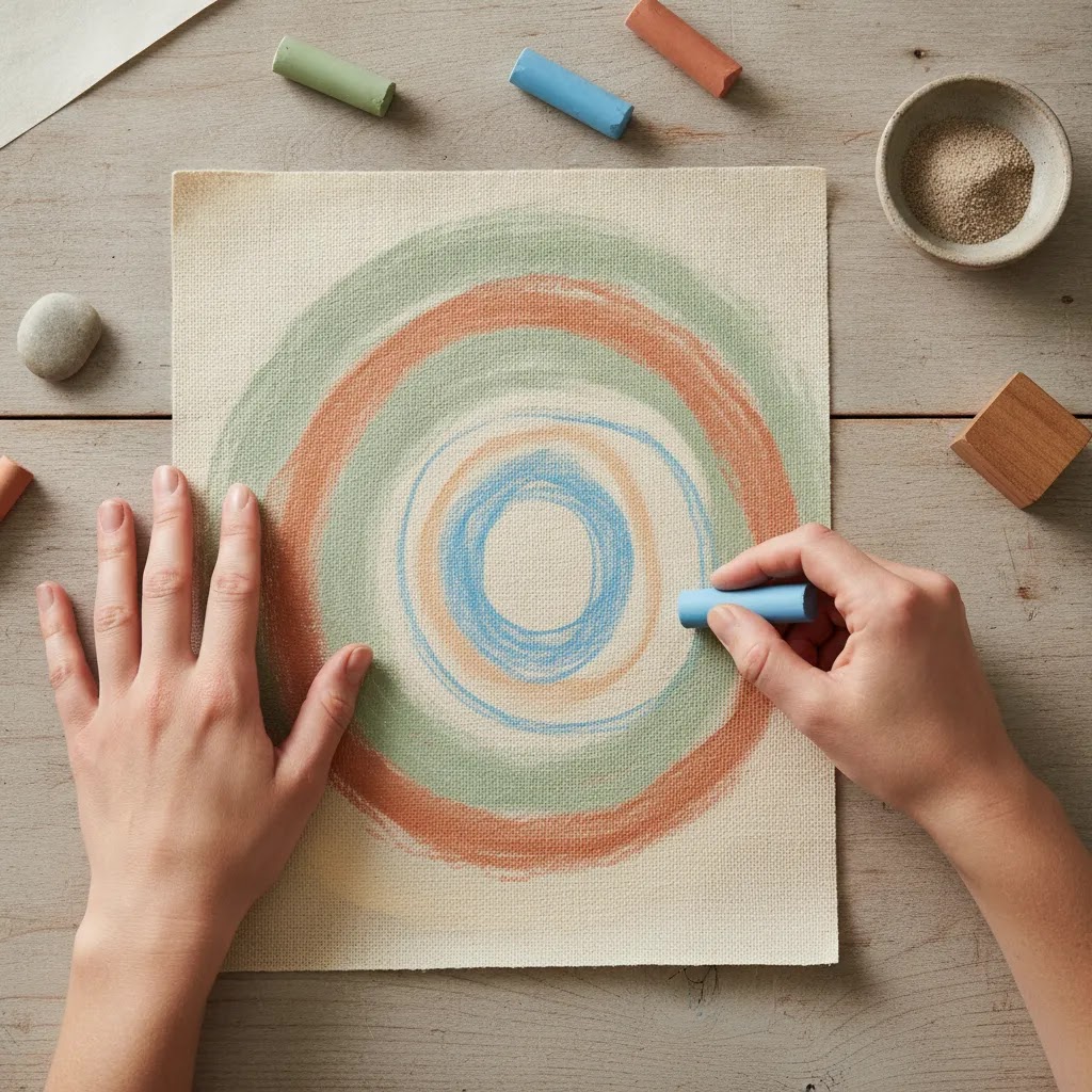 Grounding art therapy approaches with rhythmic mark making and textured materials for emotional regulation